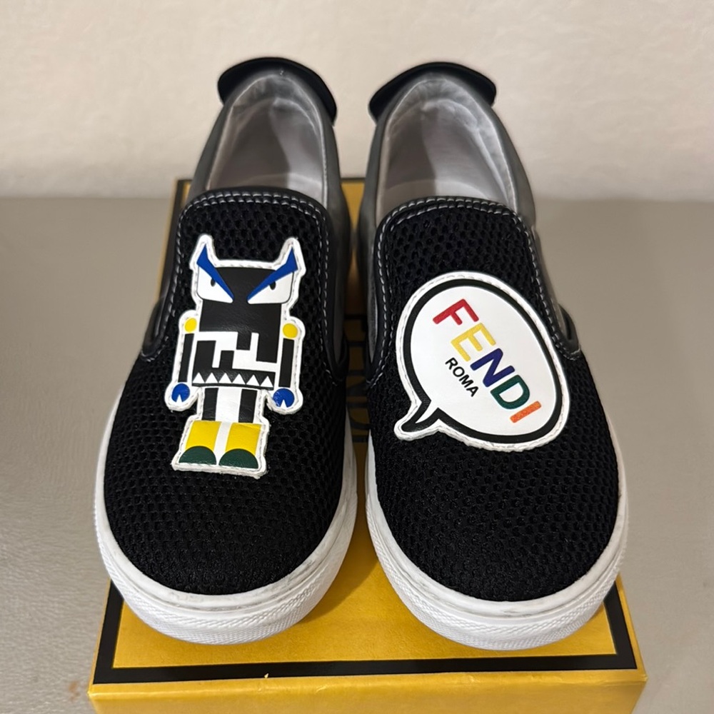 Fendi Black Slip-On Sneakers with Custom Designs